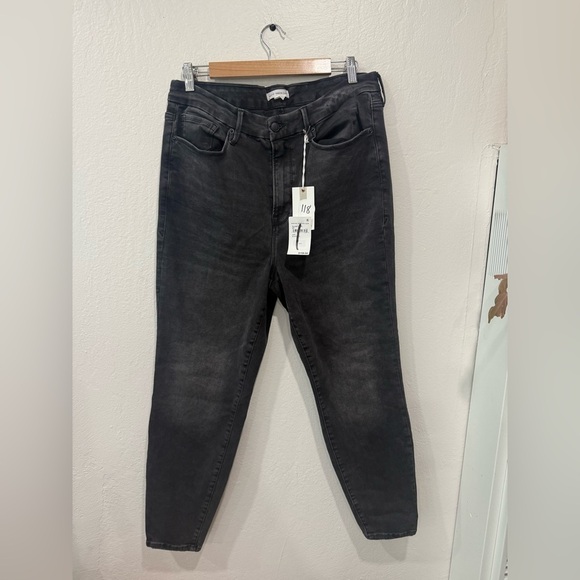 NWT Good American Good Leg Skinny Always Fits size 14-18 Charcoal Black Denim - Picture 6 of 10